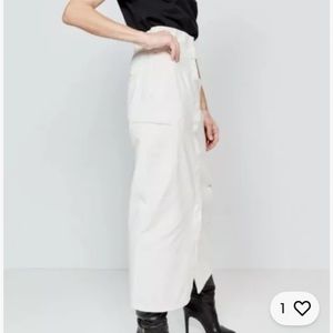 Cream Maxi Pencil Skirt with Slit for Cocktail